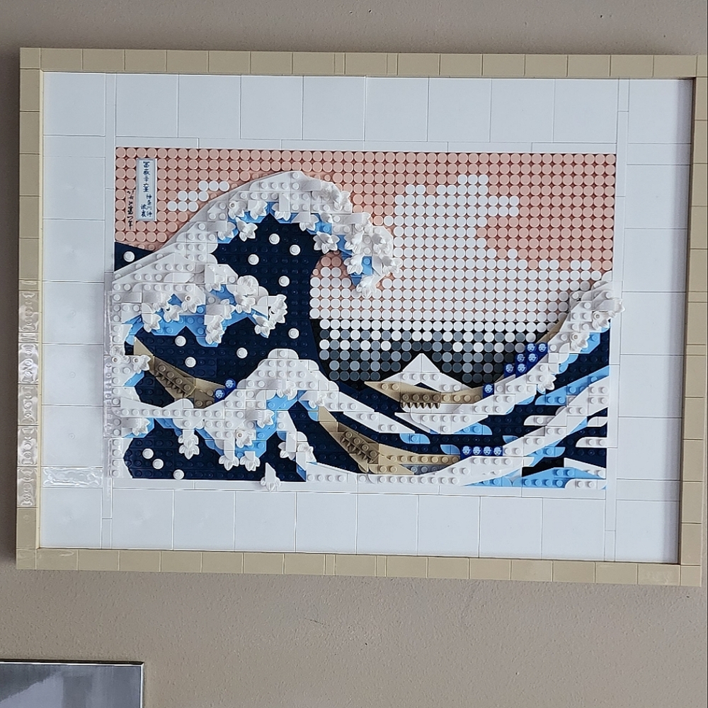 LEGO Hokusai's The Great Wave artwork fully assembled 3D Ready To Hang